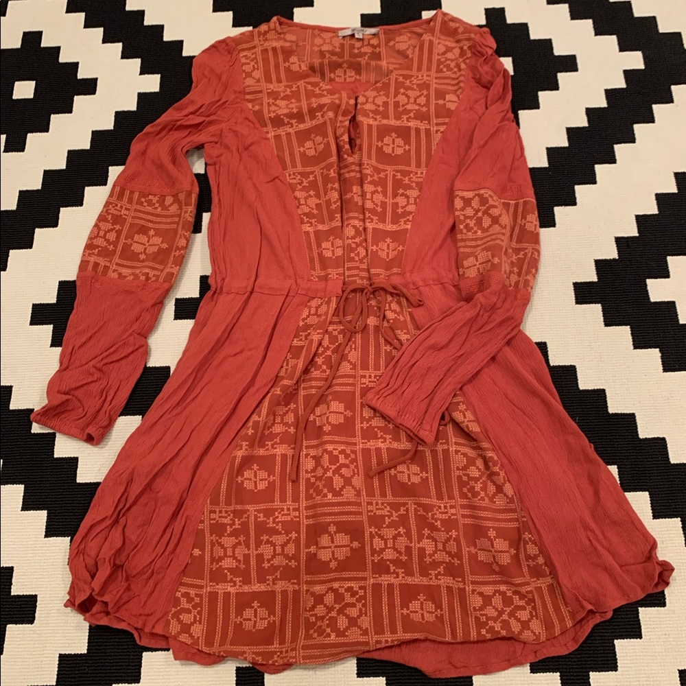Miss Me SzM Rust Embroidered Dress EUC